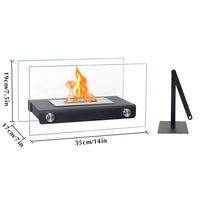 1 x RAW Customer Returns JSMY Rectangular Bio Ethanol Table Fireplace Pot with Two-Sided Glass 35cm Length Portable Table Bio Ethanol Fireplace Clean Burning Ventless for Garden Living Room Outdoor - RRP €35.99