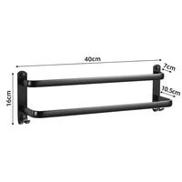 1 x RAW Customer Returns Zoomers Black Towel Rack No Drilling required. Aluminum self-adhesive towel rail without drilling with hooks. Towel holder black matt for bathroom. 2 layer 40cm - RRP €17.12