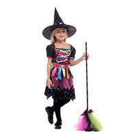 2 x Brand New JOYFEJRE Children s Costume Witch Dress Girls Witch Costume Halloween Carnival Colorful Witch Princess Dress with Witch Hat 130-140cm  - RRP €40.32