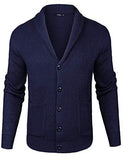 1 x RAW Customer Returns iClosam Men s Cardigan With Shawl Collar Sweater V Neck Knit Long Sleeve Lapel Neck Knitted Coat with Pockets, Blue, XL - RRP €40.99