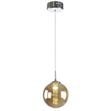 2 x Brand New Euone Clothes LED G4 Glass Ball Pendant Light with Crystal Tassels, Globe Hanging Lamp with Chrome Finish, Chandelier for Villas, Stairs, Living Room Amber, 1-Light  - RRP €99.98