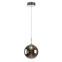 1 x Brand New Euone Clothes LED G4 Glass Ball Pendant Light with Crystal Tassels, Globe Hanging Lamp with Chrome Finish, Chandelier for Villas, Stairs, Living Room Gray, 1-Light  - RRP €49.99