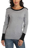 1 x RAW Customer Returns Dilgul knitted sweater women s pullover long-sleeved sweater sweatshirt tunic blouse shirt gray medium - RRP €39.99