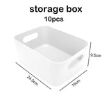 1 x Brand New Yuragim 10 storage boxes plastic storage basket with handles 20 14.7 7cm, organizer box, plastic storage basket, multifunctional storage boxes, bathroom, kitchen cupboard storage white  - RRP €20.16