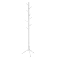 1 x RAW Customer Returns VASAGLE Coat Rack, Solid Wood Clothes Rack, Tree-Shaped Coat Rack, 8 Hooks, 3 Adjustable Heights, for Clothes Hat Bag, Living Room Bedroom Office, White RCR04WT - RRP €23.99