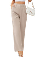 1 x RAW Customer Returns CZIMOO Suit trousers women s high waist summer trousers long straight cut plain pull-on trousers with pockets leisure trousers women wide trousers beige M - RRP €40.33