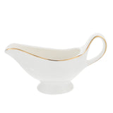 2 x RAW Customer Returns Cabilock Gravy Boat With Ergonomic Handle Coffee Milk Jug Easy To Pour Ceramic White Gravy Boat With Gold Rim Serving Jug Milk Jug For Kitchen - RRP €51.98