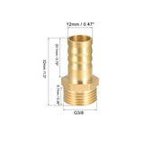 1 x RAW Customer Returns sourcing map 5pcs. Brass Hose Connector Adapter 12mm Barb x3 8 G Outer Tube - RRP €8.56