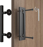 1 x RAW Customer Returns QINAIXQM 24 cm barn door handle, sliding door pull handle, black door handle, sliding door handle, kitchen handles, sliding door handle, for a wooden door, cupboard door - RRP €19.15