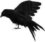 1 x RAW Customer Returns MAGT Halloween Raven Feathered Crows Realistic, Halloween Decoration Black Ravens Birds Halloween Props Scary Party Home Decor Spread Wings  - RRP €19.74