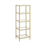 1 x RAW Customer Returns VASAGLE Shelf, 5 Tier Step Shelf, Narrow Glass Shelf for Bedroom, Bathroom, Home Office, Tempered Glass, Steel Frame, Gold Color LGT029A01 - RRP €51.23