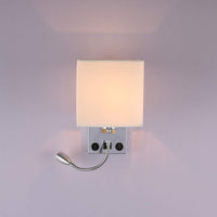 1 x RAW Customer Returns ALLOMN Bedside Wall Light, LED Reading Wall Light Modern Wall Light Made of Polished Chrome with Adjustable Gooseneck Spotlight, Double Switch, with USB Port for Charging E27 With USB, 1 Piece  - RRP €41.98