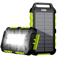 1 x RAW Customer Returns Solar Power Bank 20000 mAh, Portable Solar Charger Power Bank with 2 Outputs 10 LED Lamp, Outdoor Waterproof Power Bank Solar Panel Compatible for Smartphones, Tablets and more - RRP €29.99