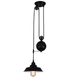 1 x RAW Customer Returns Ganeed Pulley Pendant Light, Height Adjustable Industrial Pulley Lighting, Rustic Ceiling Light Edison Island Lamp for Farmhouse Dining Room Kitchen Hallway, Black Light Bulb Socket - RRP €45.99