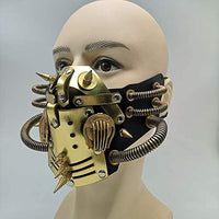 2 x RAW Customer Returns Ubauta Steampunk Leather Mask Cosplay Mask Punk Rivet Masquerade Mask-Gold - RRP €46.36