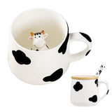 1 x RAW Customer Returns Cute Things Ceramic Cow Coffee Mug Tea Cup With Lid Spoon Funny Mugs Gifts for Women Coffee Mug Porcelain 3D Mug Personalized Cappuccino Cups Best Friend Birthday Anniversary - RRP €16.13