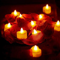 1 x RAW Customer Returns Pack of 12 Heart Shape LED Tea Light Candles Love LED Candles with 200 Silk Rose Petals Girls Artificial Petals for Valentine s Day Wedding Yellow Light, Dark Red Petal  - RRP €12.99