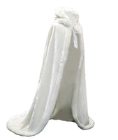 1 x RAW Customer Returns Ommda Women s Cape Wedding Coat Hooded Cape Bridal Cape Hood Winter Long Bridal Jacket, Ivory White, One Size - RRP €89.99