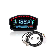 1 x RAW Customer Returns ELING Motorcycle Speedometer Tachometer Digital Odometer Clock Meter for 1 2 4 Cylinders Gauge and Sensor  - RRP €69.99