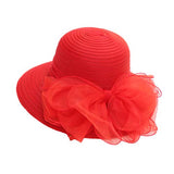 3 x Brand New NociHah Women s Summer Organza Church Top Hat - Easter Tea Party Hat Bowknot Mesh Sunshade Hat Travel Sunshade Sun Hat Derby Hat DE NL SE PL, Alphanumeric, M, Red  - RRP €90.0