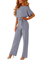 1 x RAW Customer Returns HAPPY SAILED Women s Long Sleeve O-Neck Elegant Long Jumpsuit Overall Trouser Suit Playsuit Romper Gray, XL - RRP €50.41