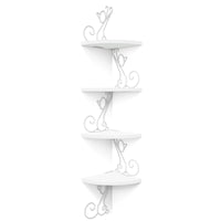 1 x RAW Customer Returns Alsonerbay Corner Shelf, Solid Wood Wall Shelf, Cat Shape, Floating Shelf Decor for Living Room Bedroom Kitchen Office, 4 Shelves, Mordern and Simple, Pure White - RRP €35.28