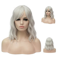 1 x RAW Customer Returns ATAYOU Women s Short Wavy Silver Gray Full Bangs Soft Bob Wig - RRP €24.18