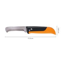 1 x RAW Customer Returns Fiskars Folding Fruit and Vegetable Knife, For Harvesting, Total Length 17.8 cm, Stainless Steel Plastic, Black Orange, X-series, K80, 1062819 - RRP €14.66