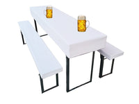 1 x RAW Customer Returns Lemos Home beer tent set cover set of 3 consisting of 1x tablecloth and 2x beer bench covers. Size and colors selectable. 170 x 46 cm, white  - RRP €22.18