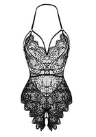 1 x RAW Customer Returns Women s Sexy Lingerie, Bodysuit and Bodysuit with Open Back, Lace, V-Neck, Sexy Teddy Lingerie Open Panties Erotic Underwear, Black, L - RRP €24.0