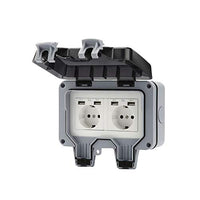 1 x RAW Customer Returns Outdoor socket with USB ports IP66 weatherproof for damp rooms and outdoor areas double plug  - RRP €24.78