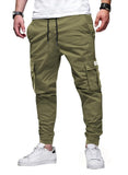 1 x RAW Customer Returns Elegancity Jogging Pants Men Cargo Pants Solid Color Pants Men Causal Sports Pants Elastic Leisure Pants with 6 Pockets Pickle Green, M - RRP €36.99