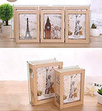 1 x Brand New Xshelley 3 solid wooden frames double folding frame double-sided picture frame 180 degree rotation 4x6 log color - RRP €21.28