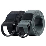 1 x Brand New Alphyly Canvas Belt for Men and Women with Black D-Ring, Pack of 21 1 2 Wide 46 Long, 1xGrey 1xBlack - RRP €14.11