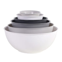 1 x RAW Customer Returns BoxedHome Mixing Bowl Set, Mixing Bowls, 6-Pack Mixing Bowl Set, Plastic Salad Bowl Non-Slip Stackable Serving Bowls for Kitchen without Lid, White Gray  - RRP €25.2