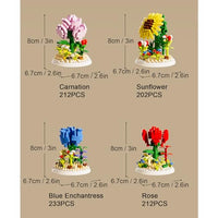 32 x Brand New Sipobuy DIY Mini Flower Bouquet Building Kit with Dustproof Dome - Unique Home Decoration and Gift Idea for Kids and Adults - Building Blocks Bouquet Set Rose  - RRP €652.8