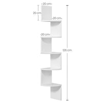 1 x RAW Customer Returns VASAGLE Wall Corner Shelf, 5-Tier Wall Shelf, for Bedroom, Living Room, Bathroom, Study, Plant Holder, Cloud White - RRP €29.5