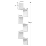 1 x RAW Customer Returns VASAGLE Wall Corner Shelf, 5-Tier Wall Shelf, for Bedroom, Living Room, Bathroom, Study, Plant Holder, Cloud White - RRP €29.5