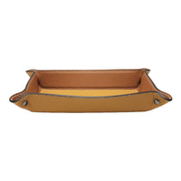 1 x RAW Customer Returns FrasiBags Pocket Empty Modern Design in Genuine Leather Made in Italy, Entrance Storage Tray, Entrance Pocket Empty Small Rectangular Desk Organizer Mustard  - RRP €35.2