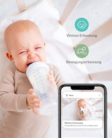 1 x RAW Customer Returns NETVUE Peekababy baby monitor with camera APP, baby monitor with 5 screen, 4-in-1 holder, video baby monitor with night vision, baby camera with crying motion detection, sleep analysis, 2-way audio, VOX - RRP €159.99