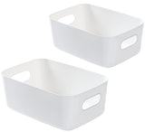 1 x RAW Customer Returns Bgfuni 2Pcs Storage Basket, Organizer Box, Study Baskets with Handle, Cosmetic Storage Box Tidy Organizer Storage Basket for Home Bathroom Office, 20x14x7.5cm White  - RRP €22.8