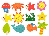 1 x RAW Customer Returns Wooden animal magnets for blackboard or refrigerator Magnet Magnetic board Fish Sun Flower Gift Whiteboard Kitchen office and classroom Fridge magnet - RRP €6.96