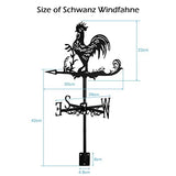 1 x RAW Customer Returns Dyna-Living Weathercock Chicken Wind Vane Wind Chime Stainless Steel Cockerel Weathervane Retro Weather Vane Mini Decorative Weather Vane for Wind Direction Indicator and Roof Garden Decoration Black - RRP €40.33