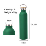 1 x RAW Customer Returns Zoomers stainless steel bottle 1L, thermo drinking bottle 1L, drinking bottle insulated 8h 12h, BPA free metal drinking bottle 1L for gym, camping, trekking. Green - RRP €20.99