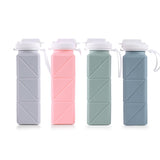 1 x RAW Customer Returns BPA-free silicone reusable folding water bottle with lid 620 ml for travel, running, sports, hiking, gym, camping, cycling, foldable canteen. Leak proof. Green  - RRP €11.04