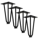 1 x RAW Customer Returns Qrity Hairpin Table Legs, 3 Bar Hairpin Feet, DIY Black Hairpin Coffee Table Legs Heavy Duty Metal Furniture Leg for Side Table, Bench and Bedside Table, Set of 4, 10  - RRP €39.97