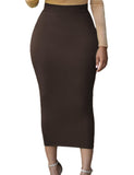 1 x RAW Customer Returns SEBOWEL Skirt Women Elegant Casual Skirt Vintage Skirts Long High Waist Skirt Party Skirt Brown XL - RRP €26.21