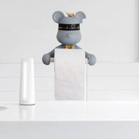 1 x RAW Customer Returns Hanbosym Toilet Paper Holder for Wall, Ninja Bear Toilet Paper Holder, Decorative Toilet Roll Holder for Bedroom Pink  - RRP €19.15