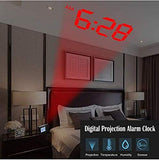 2 x RAW Customer Returns Deofde alarm clock with projection, digital clock with large LCD display, digital clock with double alarm, snooze function, standby timer, 12-24 hour thermometer inside - RRP €40.8