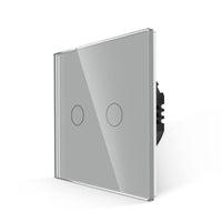 1 x RAW Customer Returns JIMEIDA Touch Light Switch in Gray, Double Light Switch with Glass Panel and Status LED, No Neutral Wire Required, 2-Way 1-Pole Wall Switch, AC 240 V, 500 W Way - RRP €16.99